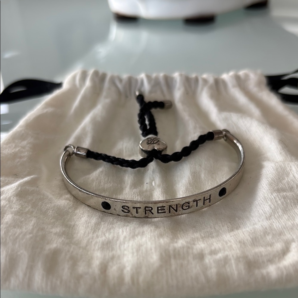Brighton Color Cast STRENGTH Black Pull Cord Bracelet